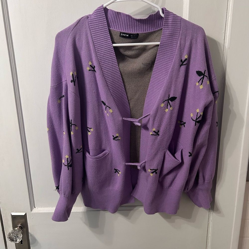 SHEIN Lavender Floral Women's Cardigan